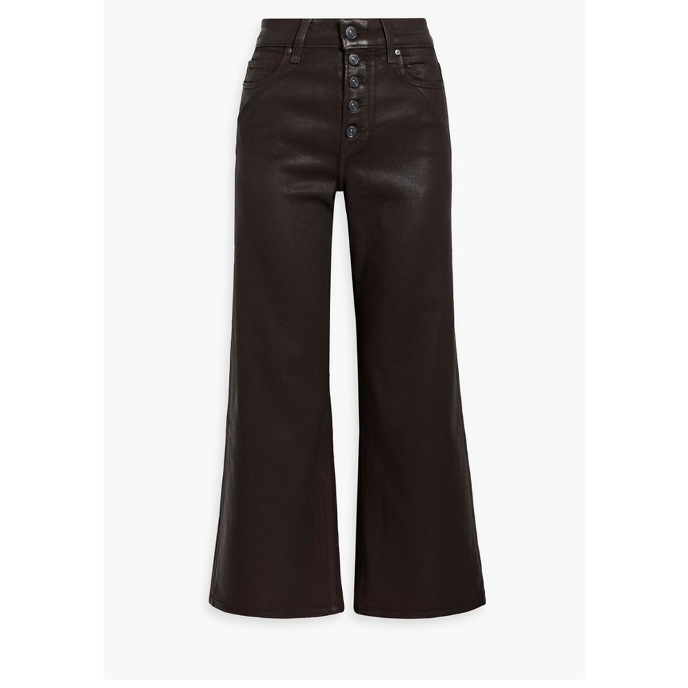 Paige Anessa cropped coated high rise wire leg jeans